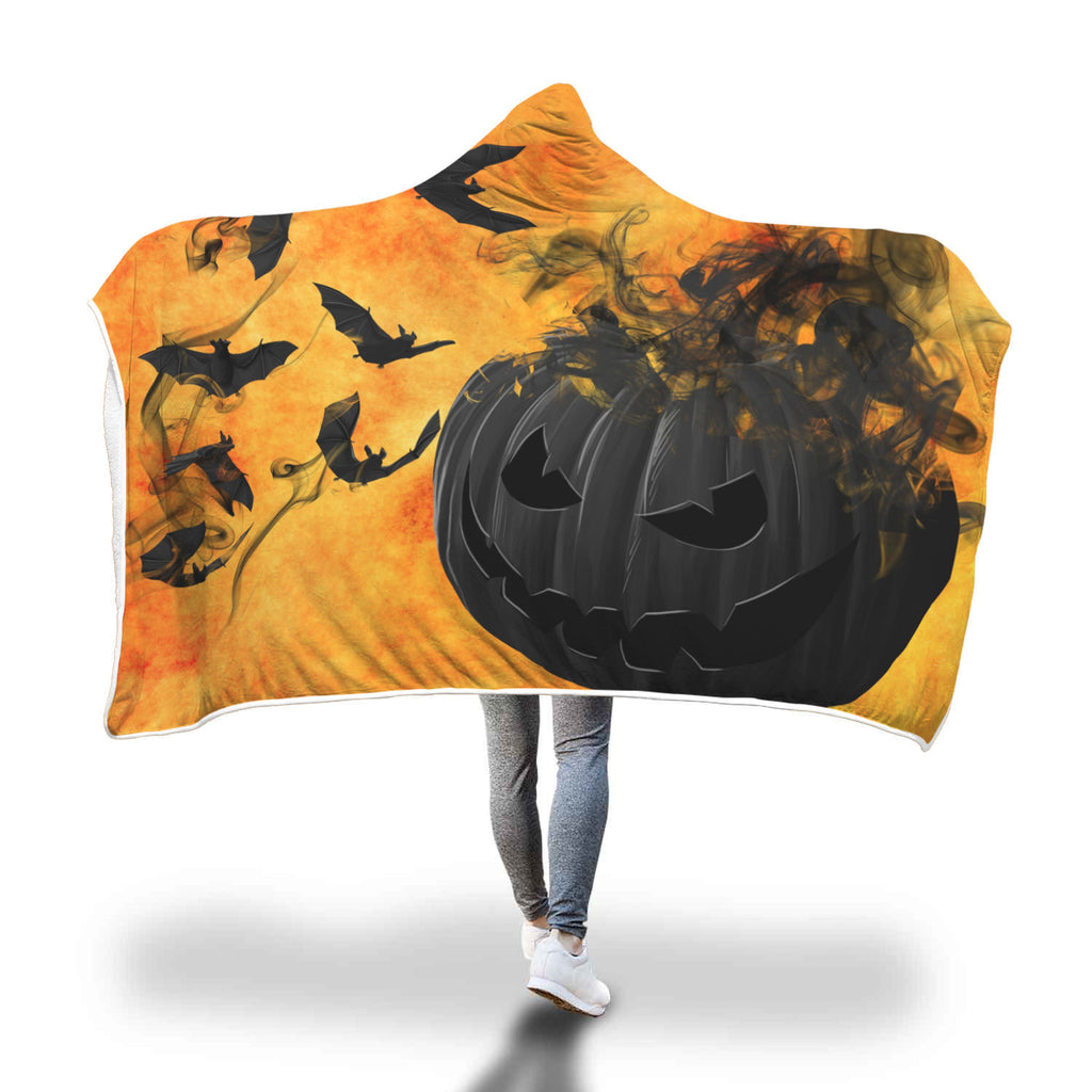 Halloween Black smoky pumpkin Hooded Blanket - Nikota Fashion