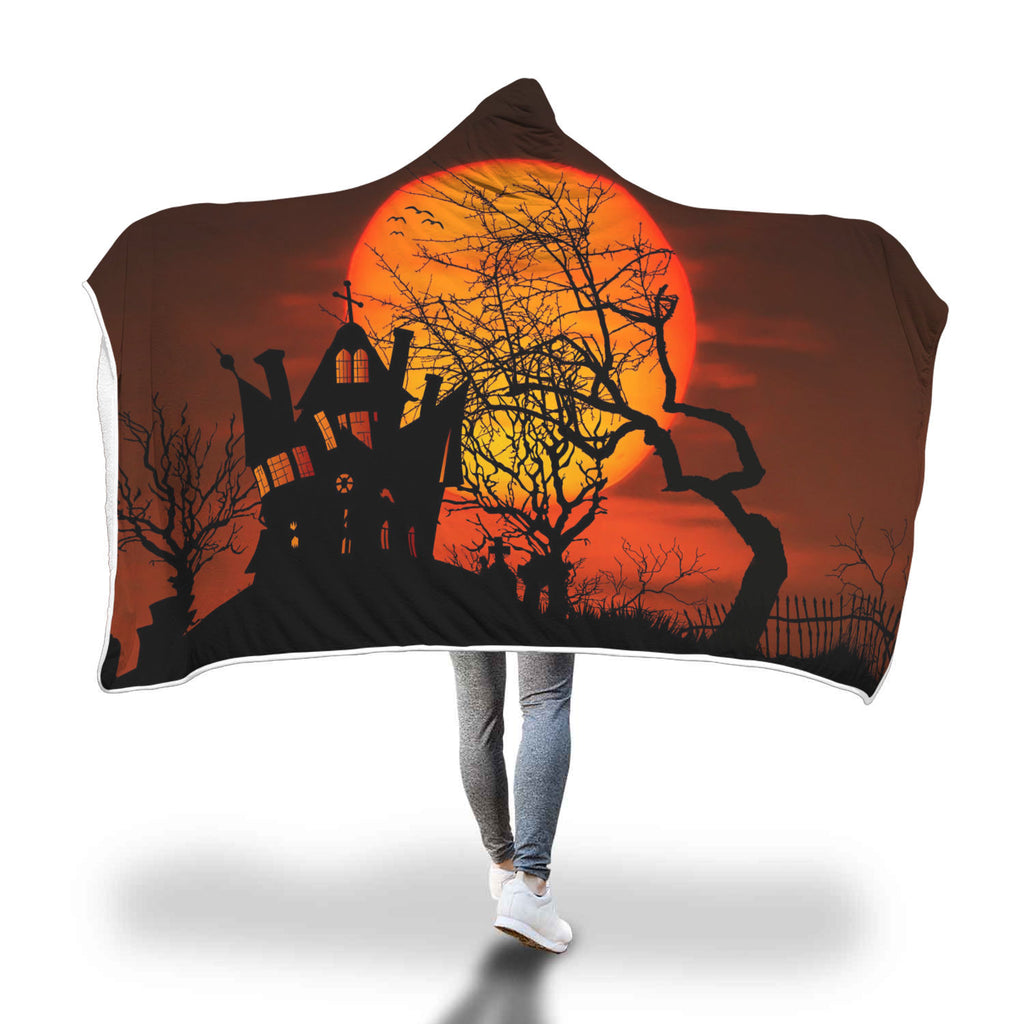 Halloween Scary Witch House Hooded Blanket - Nikota Fashion