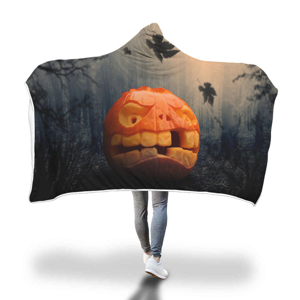 Halloween Angry Pumpkin Premium Hooded Blanket - Nikota Fashion