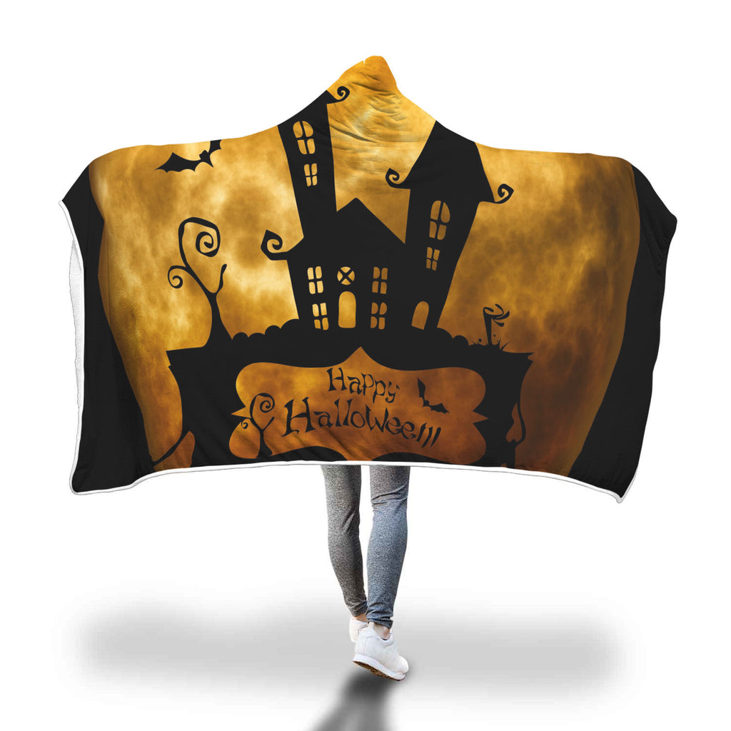 Happy Halloween Witch House Premium Hooded Blanket - Nikota Fashion