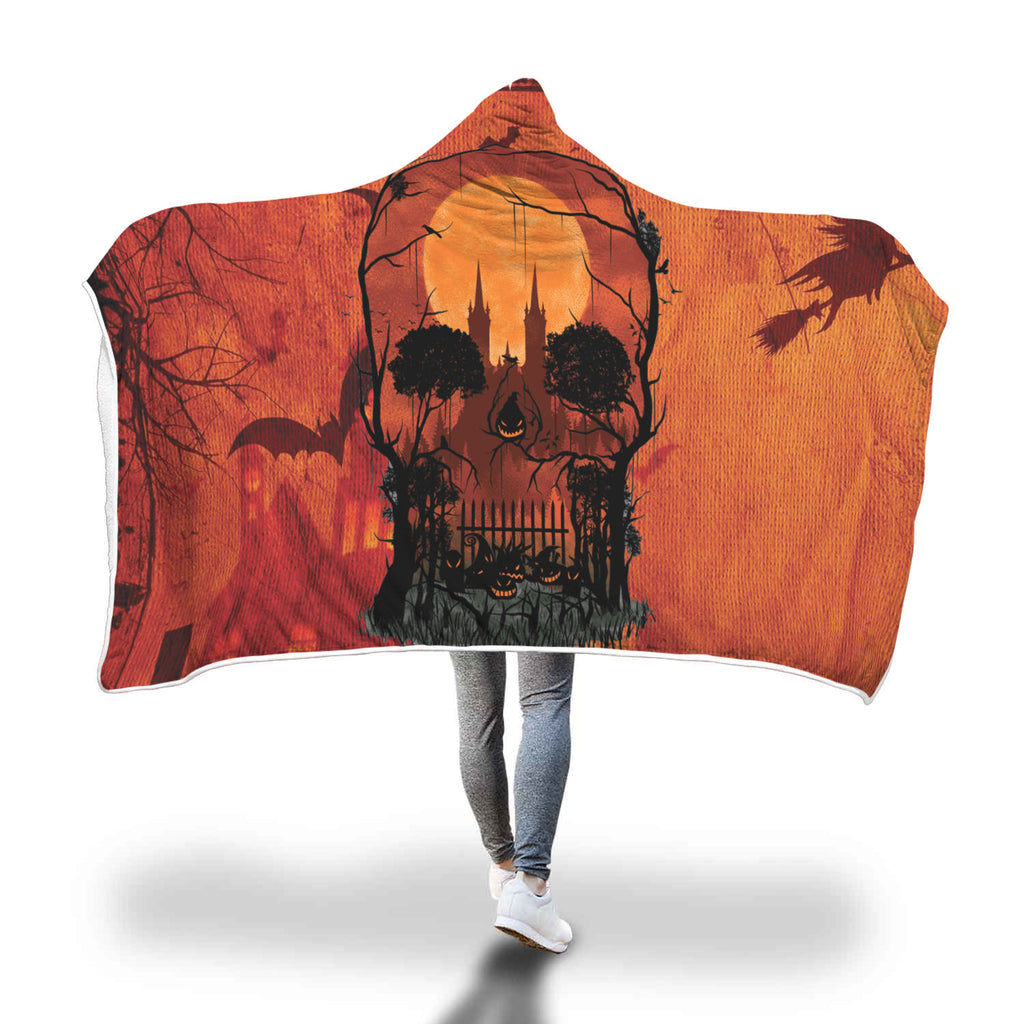 Halloween Scary Skull Premium Hooded Blanket - Nikota Fashion