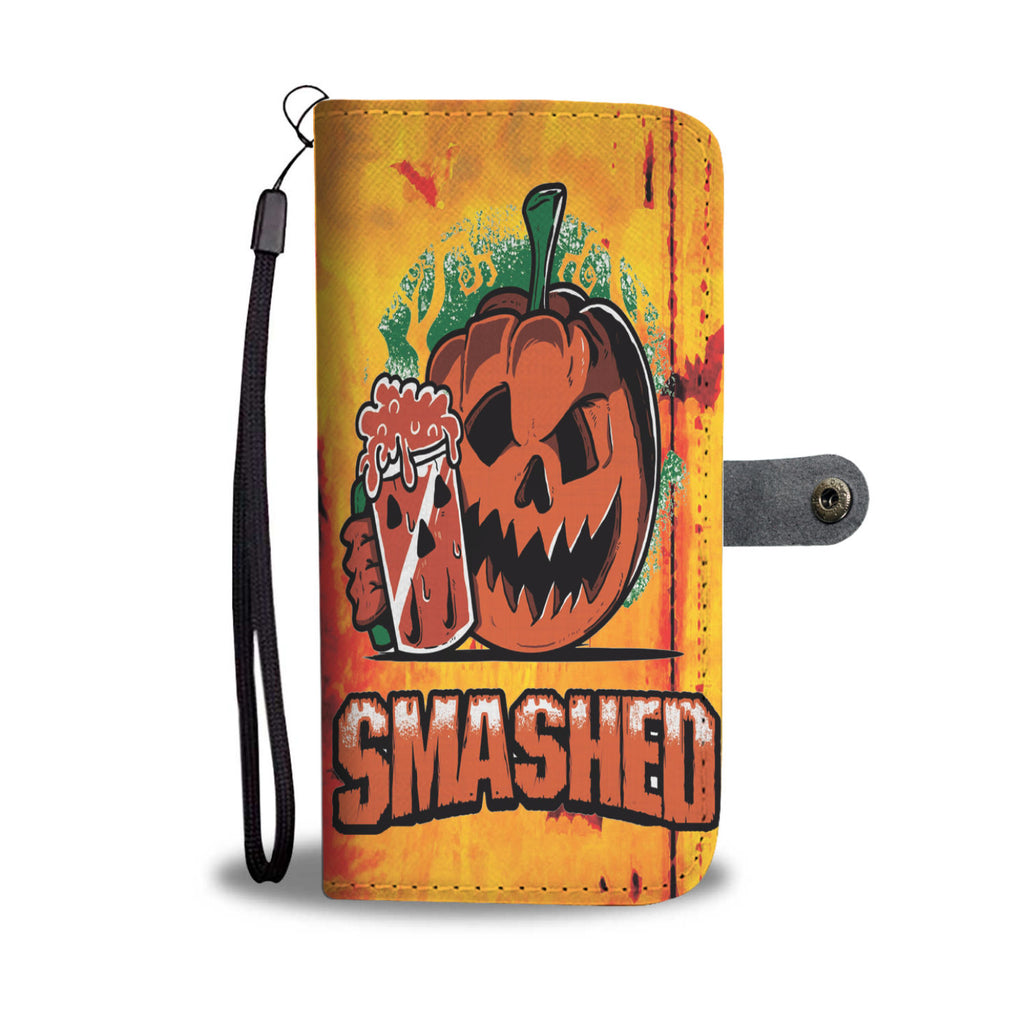 Smashed Scary Pumpkin Halloween Wallet Case