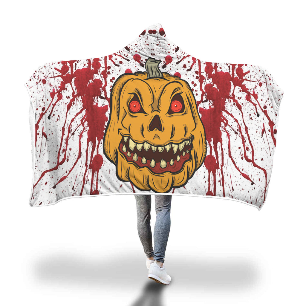 Awesome Halloween Angry Pumpkin Premium Hooded Blanket - Nikota Fashion